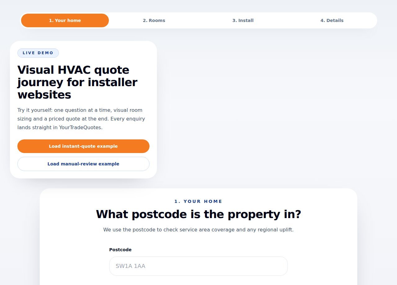 Preview of the HVAC instant quote demo